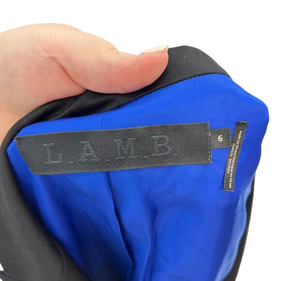 L.A.M.B. Double Breasted Wool Blend Blazer Cobalt Blue Black Size US 6 - Picture 14 of 16